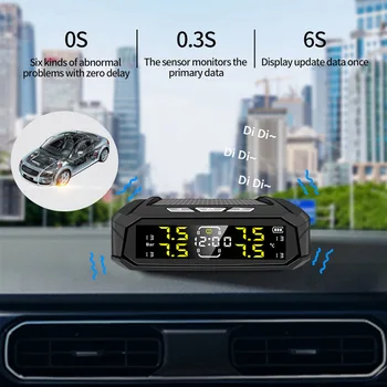 Сензори за автомобилни гуми Монитор за налягане Аларма Електронен часовник Слънчева енергия Tpms Системи за следене на налягането в гумите Аксесоари за кола
