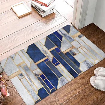 сив син геометричен модел кухненска входна врата мат 40cmx60cm корал кадифе килим изтривалка вътрешен етаж постелки против хлъзгане