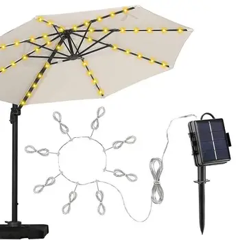 Слънчев LED осветен вътрешен двор чадър конзолно висящ чадър с 8 режима на яркост Външни декори, подходящи за плаж в двора