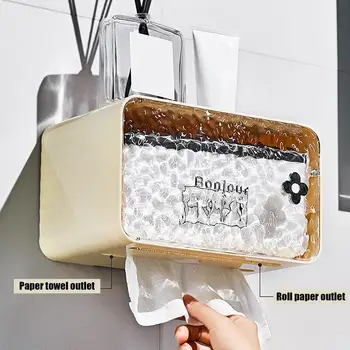  стена монтирана тоалетна хартия кутия с рафт трайни & капка устойчиви хартия кърпа притежателя дозатор салфетка кутия за кухня