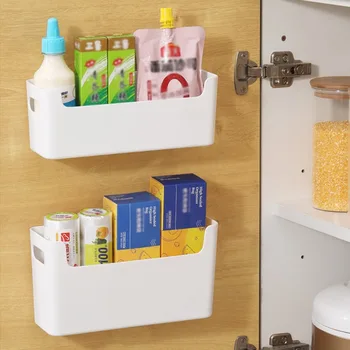Стенна кутия за съхранение на кухня и баня Не се изисква пробиване Организирайте и съхранявайте на вратите на шкафа Спестяващо място решение