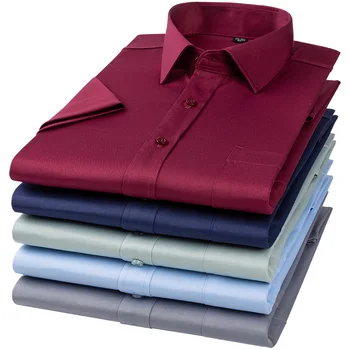 тънък летен еластичен къс ръкав ризи за мъже тънък годни официална риза плътен цвят дизайнер офис дрехи безплатна доставка елементи