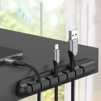 Управление на слушалки за навиване на бюро USB тел организатор мишка организатор кабел кабел настолен компютър данни силиконови кола клипове