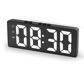 Цифров будилник (захранван от батерия) или USB захранван настолен часовник Snooze Night Mode 12/24H Електронни LED часовници Черни