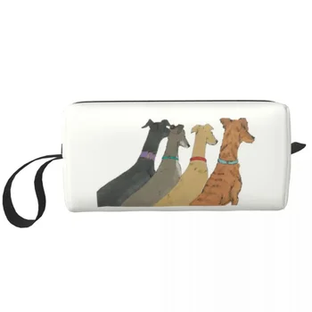 Чакащи хрътки куче козметична чанта жени голям капацитет хрътка Whippet Sighthound грим случай красота съхранение тоалетни чанти