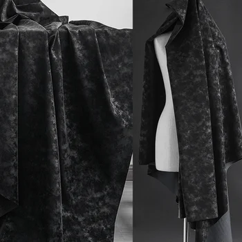 Черен кожен плат вратовръзка боядисани меки PU материал кожено яке облекло на едро кърпа облекло DIY шиене от метрите