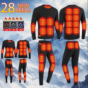 черен Отопляемо бельо Студено доказателство USB Електрическо отопление Термични ски дрехи Пране на мъже Самонагряване Туризъм Термично бельо
