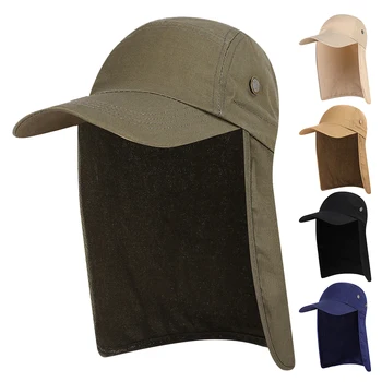Шапки за слънце Шапки с клапа 360 градуса слънчева UV защита Шапка за слънце Летни мъже Жени Шапка за сенник Сгъваема шапка за лице на врата за риболов
