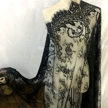 Ширина 1,1 м Дантела за мигли Плат бял черен ръчно изработен DIY сватбен воал Материал Аксесоари за рокля X1094
