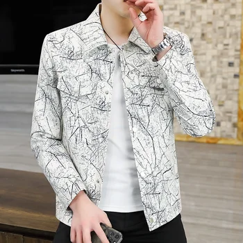 Яке Мъже Високо качество Пролет Есен Нова корейска версия Тънък голям размер тийнейджърката печатни модно палто дропшипинг