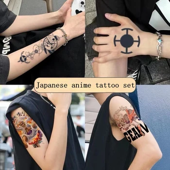 Японски аниме временни татуировка стикери полу-постоянен водоустойчив траен карикатура билков сок цвят фалшив татуировка ръка мъже жени