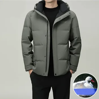 2023 Зимно ново удебелено мъжко палто с качулка топло и модно универсално средно младежко палто