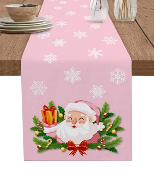 Начало декор маса бегач сватбена декорация покривка кухненска маса бегачиКоледа Дядо Коледа борова игла розова